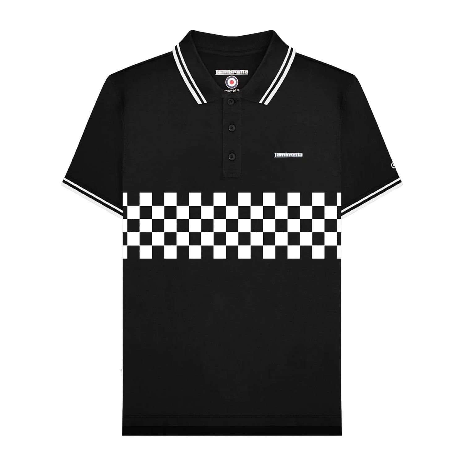Lambretta Lambretta Men's SS25 Two Tone Tipped Polo Shirt in True Black