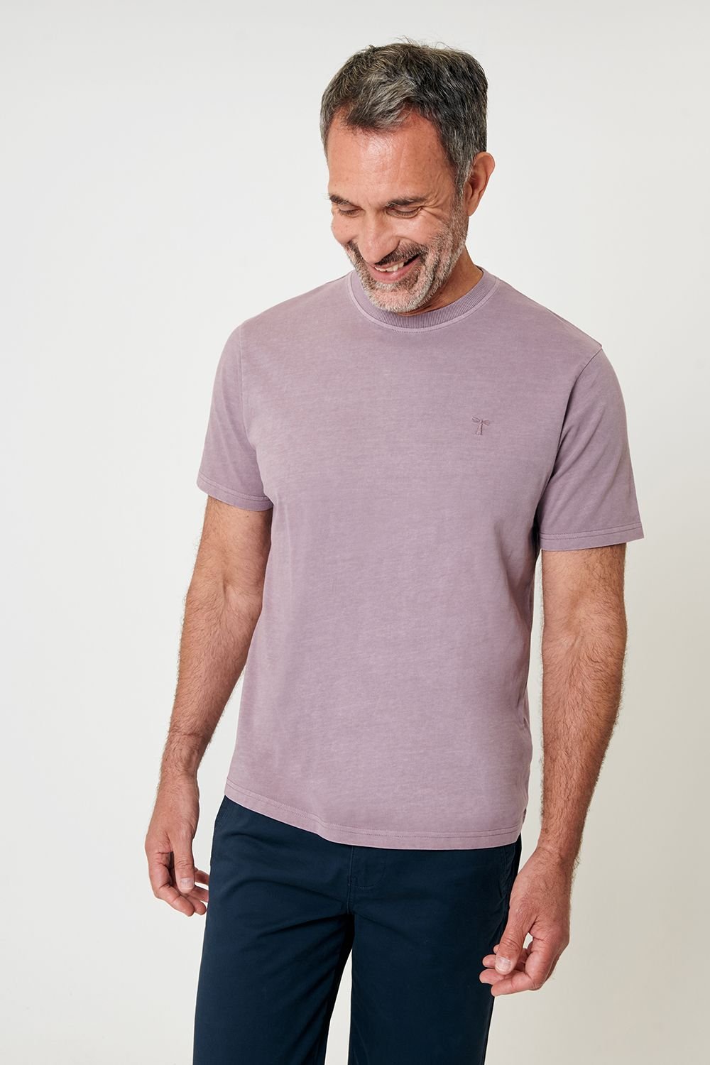 Saltwell Saltwell Men's Garment Dye Cotton Jersey Crew Neck T-Shirt in Dark Pink - 2