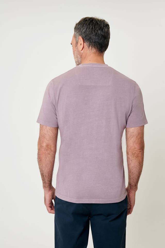 Saltwell Saltwell Men's Garment Dye Cotton Jersey Crew Neck T-Shirt in Dark Pink - 2