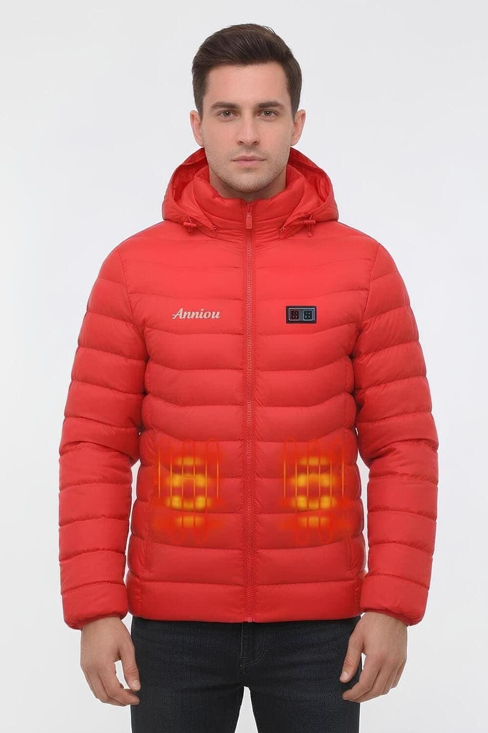 Anniou Anniou Men's Men's Heated Jacket in Red