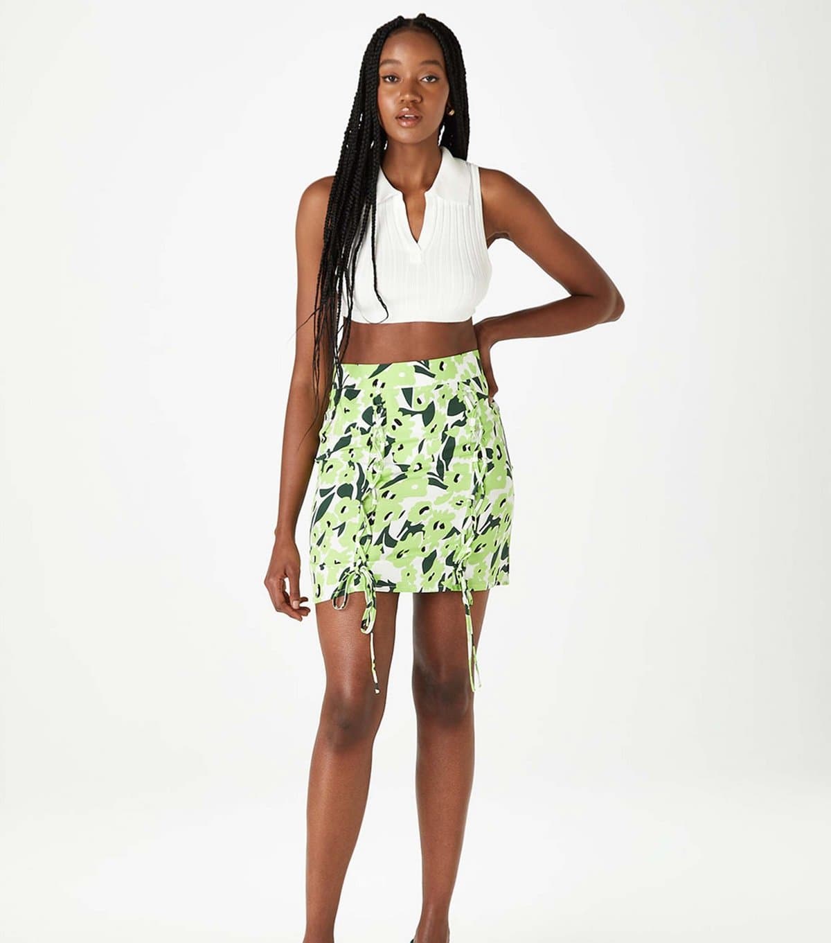 Urban Bliss Women's Green Printed Lace Up Mini Skirt Urban Bliss New Look