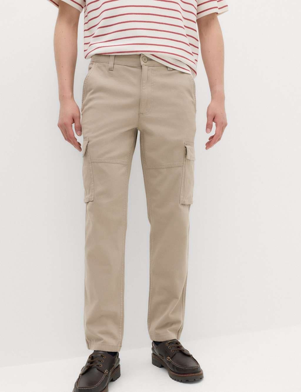 Marks & Spencer M&S Straight Fit Cargo Trousers Mushroom