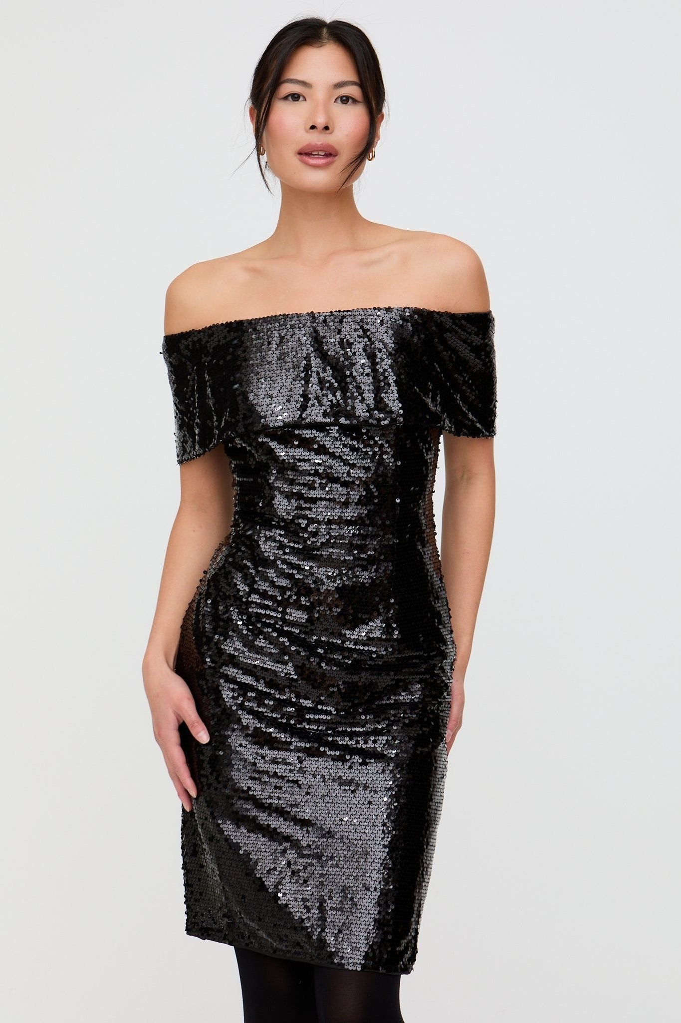 Lily and Lionel Lily and Lionel Women's Jaya Off-The Shoulder Sequins Mini Dress In Black - 3