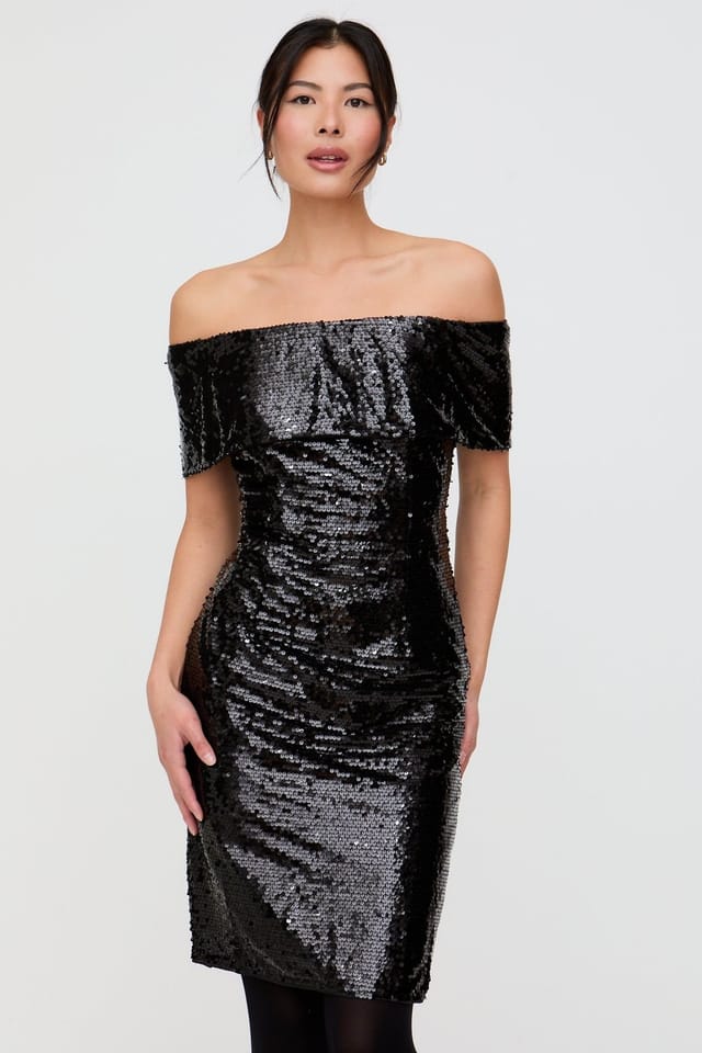 Lily and Lionel Lily and Lionel Women's Jaya Off-The Shoulder Sequins Mini Dress In Black - 3