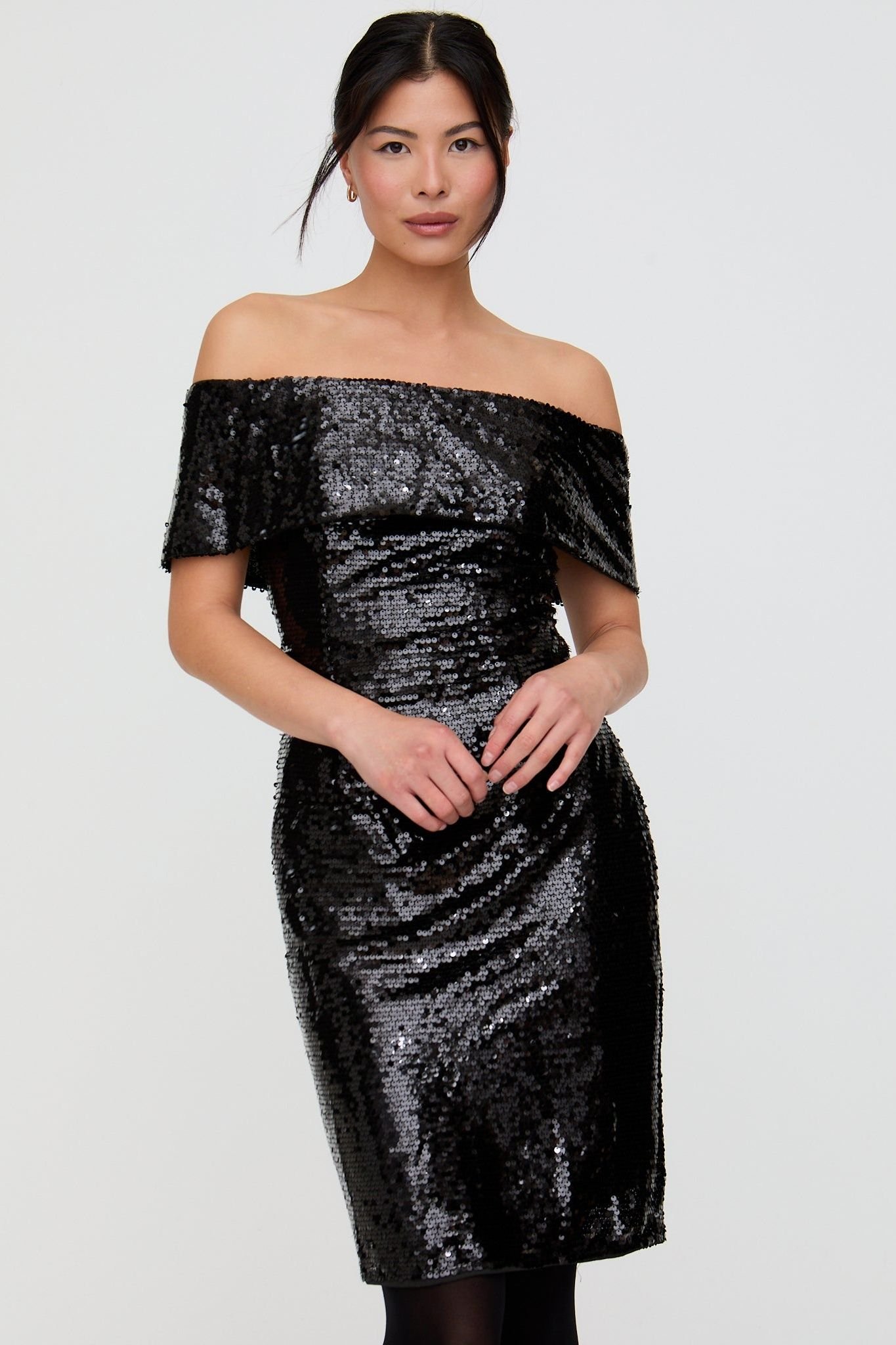 Lily and Lionel Lily and Lionel Women's Jaya Off-The Shoulder Sequins Mini Dress In Black - 4