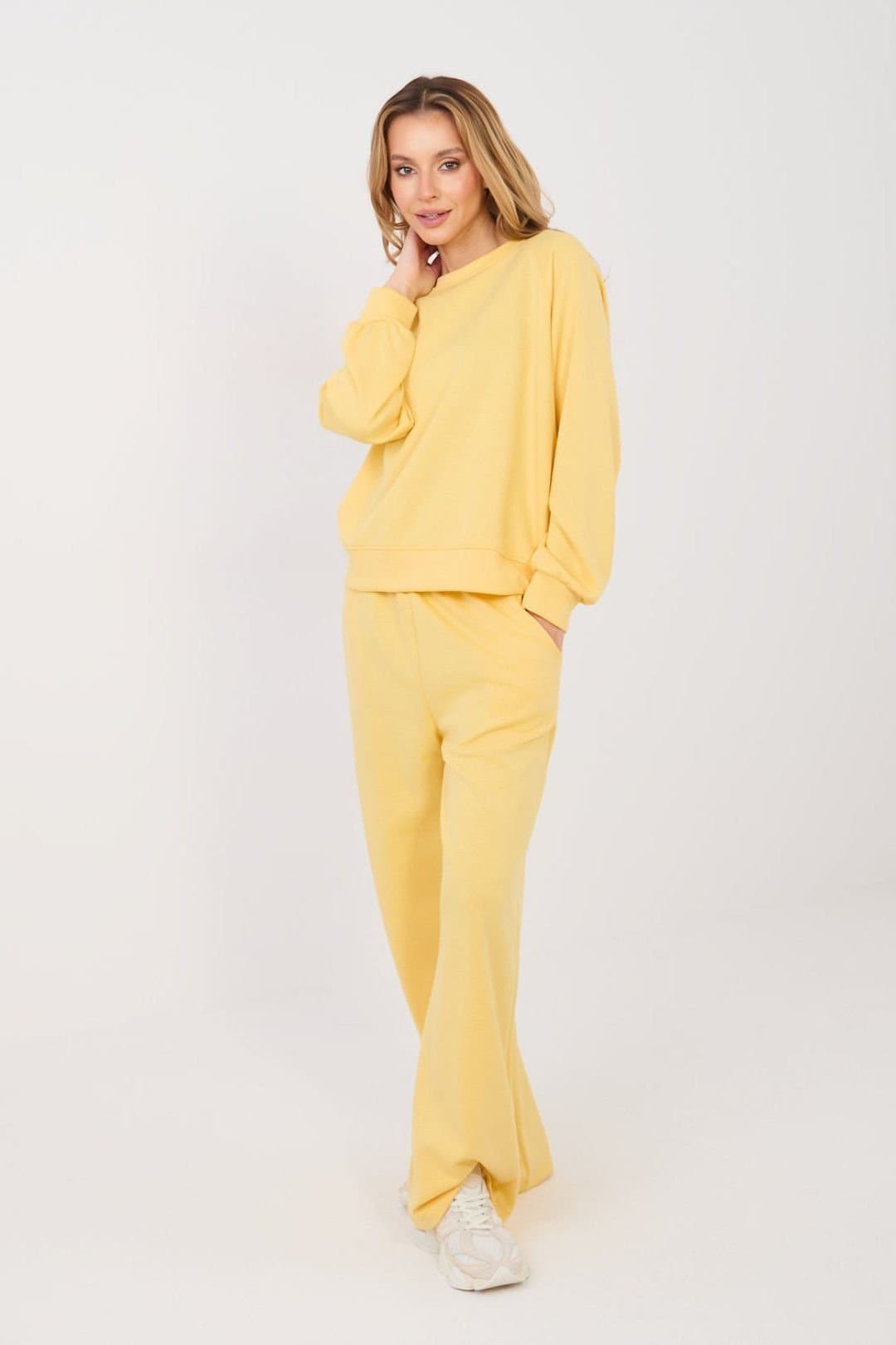 Love Lace Love Lace Yellow Viscose Elastane Tracksuit Set