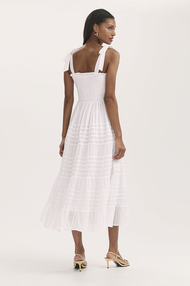 Finery London Finery London Women's Ebony Cotton Strappy Tiered Dress in White - 3