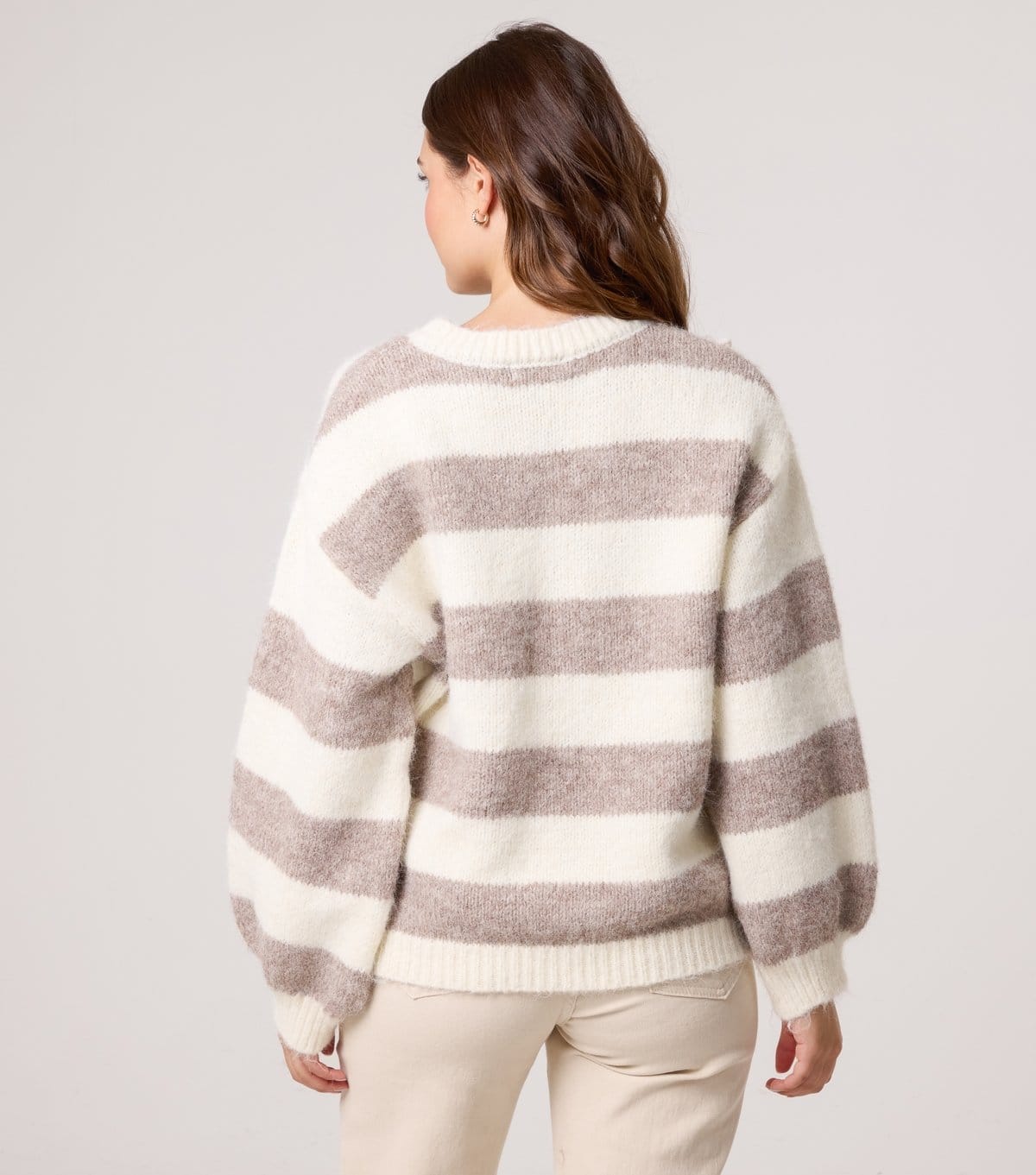 Blue Vanilla Women's Off White Striped Floral Appliqued Jumper Blue Vanilla New Look - 4