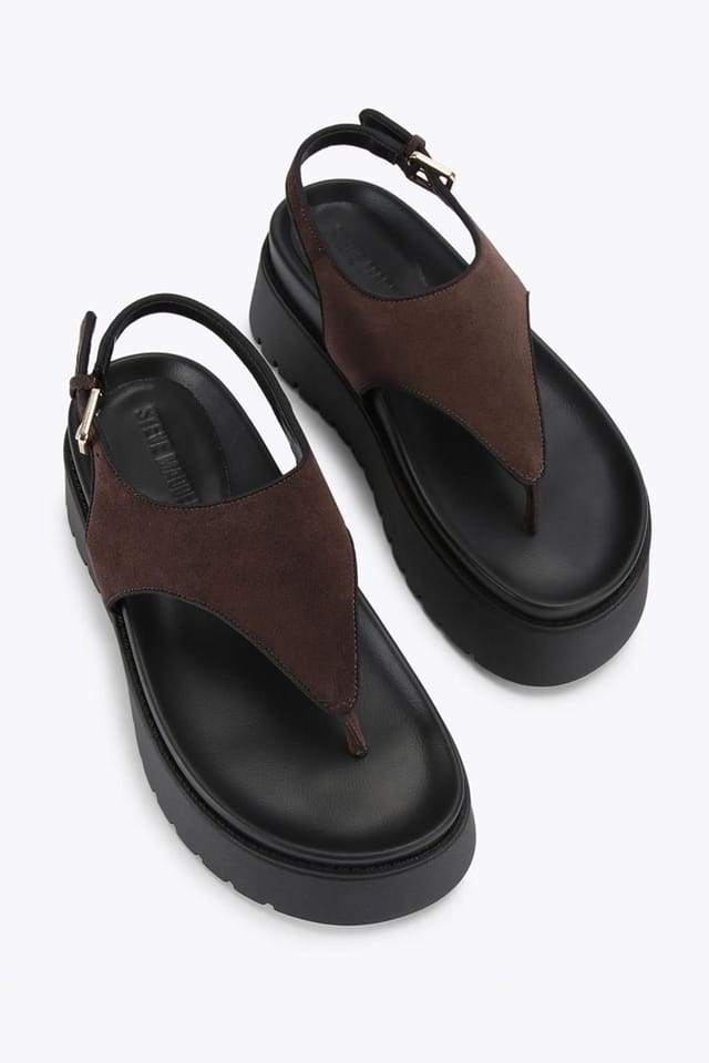 Steve Madden STEVE MADDEN Women's 'Tabor Dark Brown' Suede Sandals in Dark Brown - 2