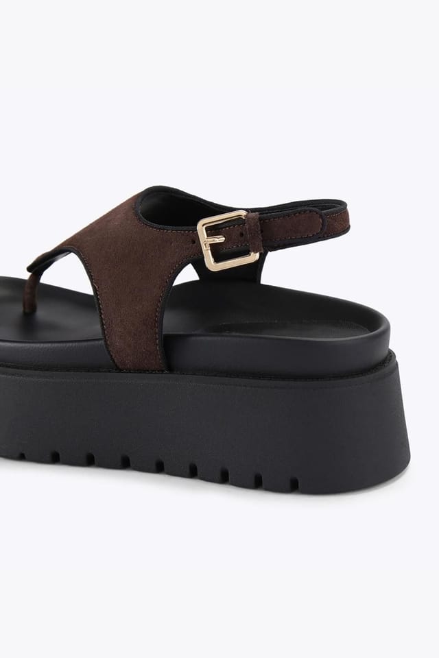 Steve Madden STEVE MADDEN Women's 'Tabor Dark Brown' Suede Sandals in Dark Brown - 3