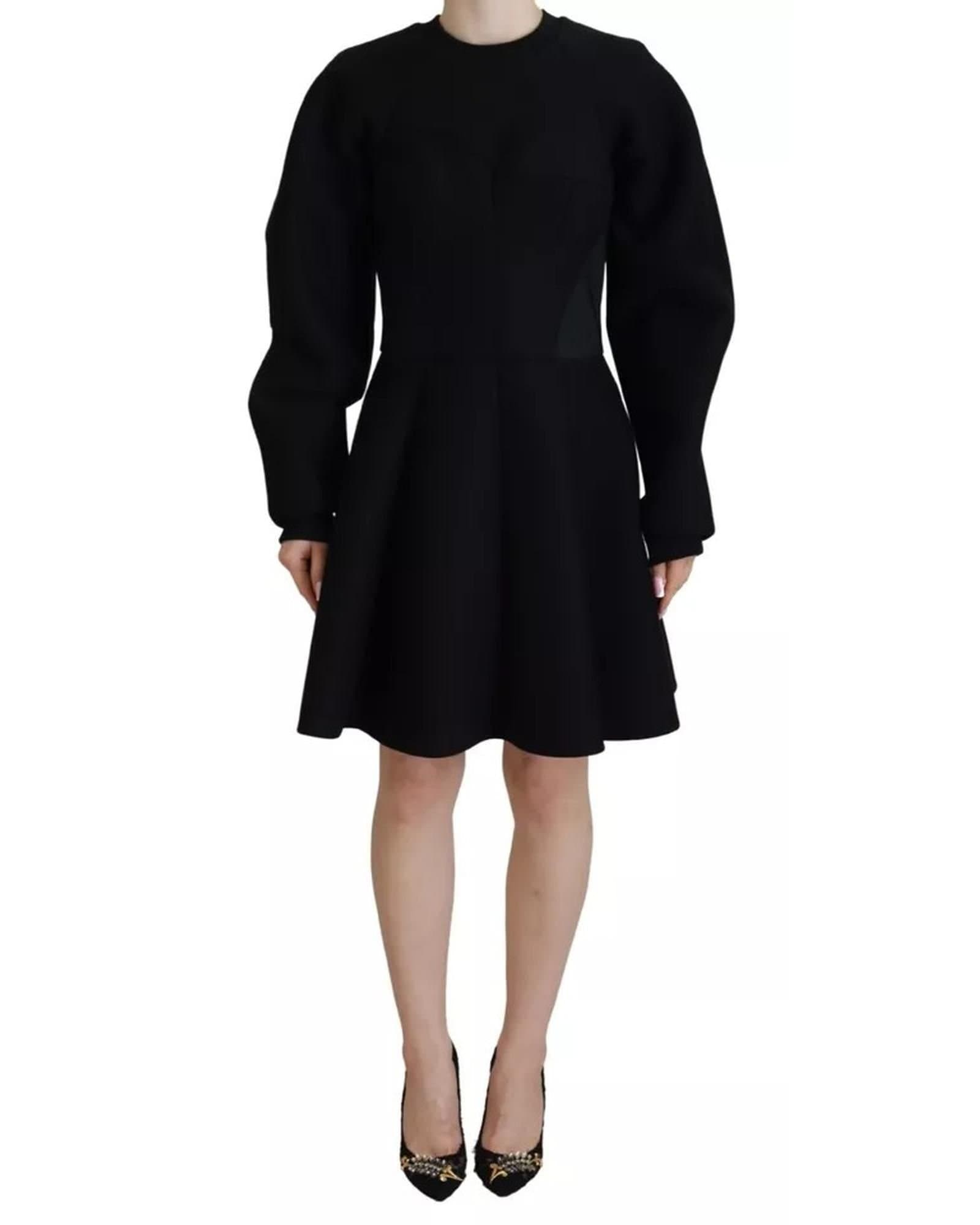 Dolce & Gabbana Dolce & Gabbana Women's Black Cotton Long Sleeves A-line Mini Dress