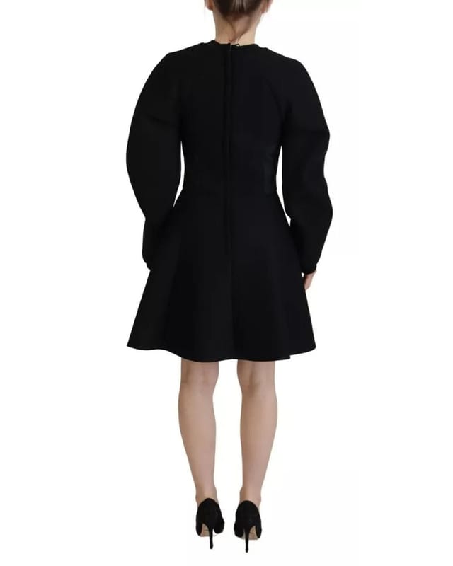 Dolce & Gabbana Dolce & Gabbana Women's Black Cotton Long Sleeves A-line Mini Dress - 3