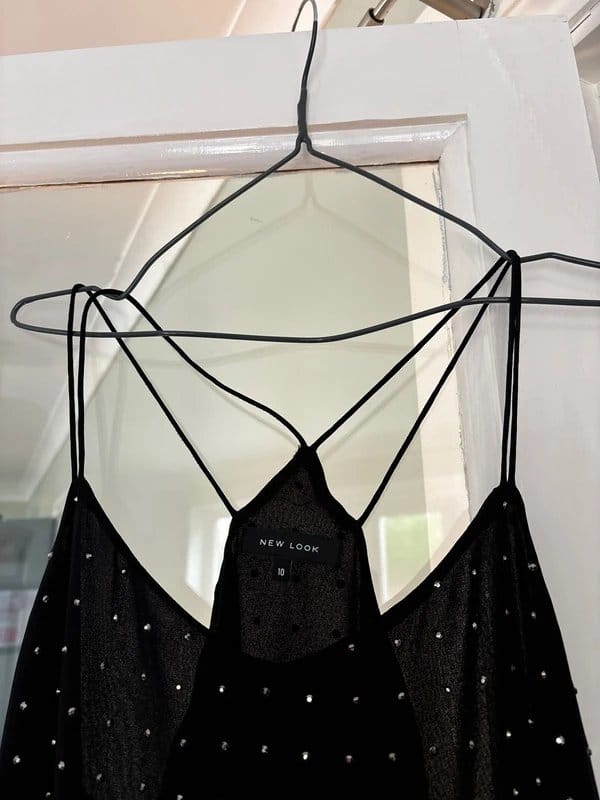 New Look Black Beaded Chiffon Sleeveless Top