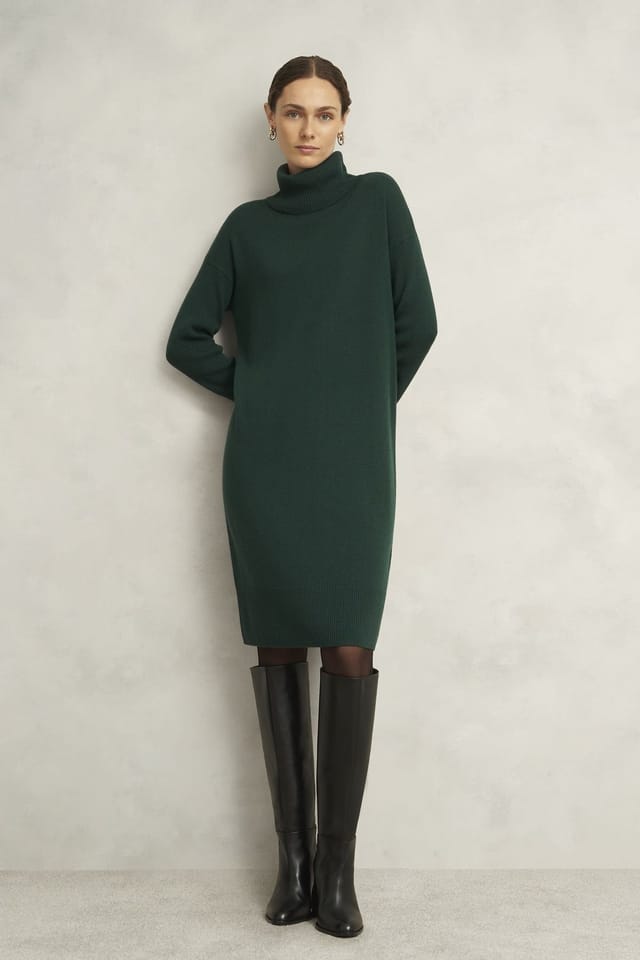 Hobbs London Hobbs London Women's Ava Knitted Dress in Bottle Green - 3