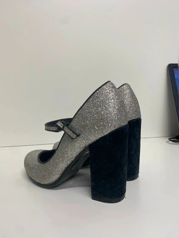 Topshop Gorgeous topshop Silber sparkle Mary Jane heels UK 4 CC540
