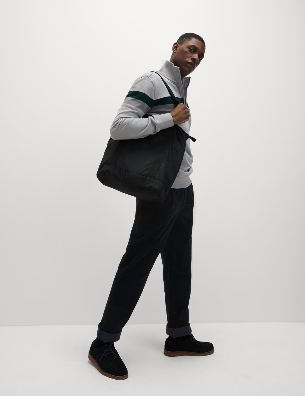 Marks & Spencer M&S Pure Cotton Half Zip Sweatshirt Grey Mix - 3