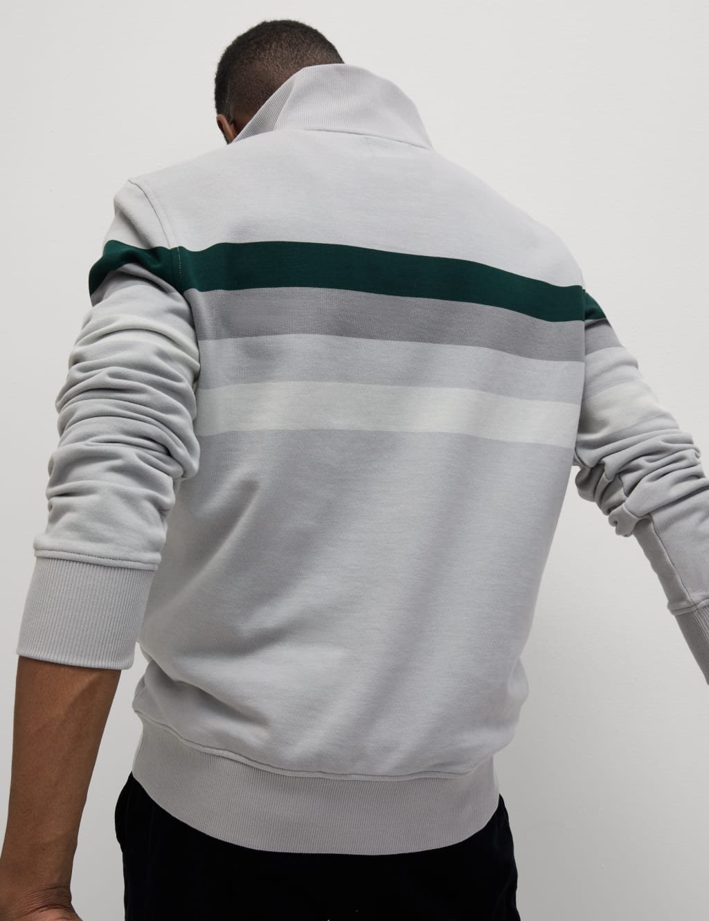 Marks & Spencer M&S Pure Cotton Half Zip Sweatshirt Grey Mix - 4