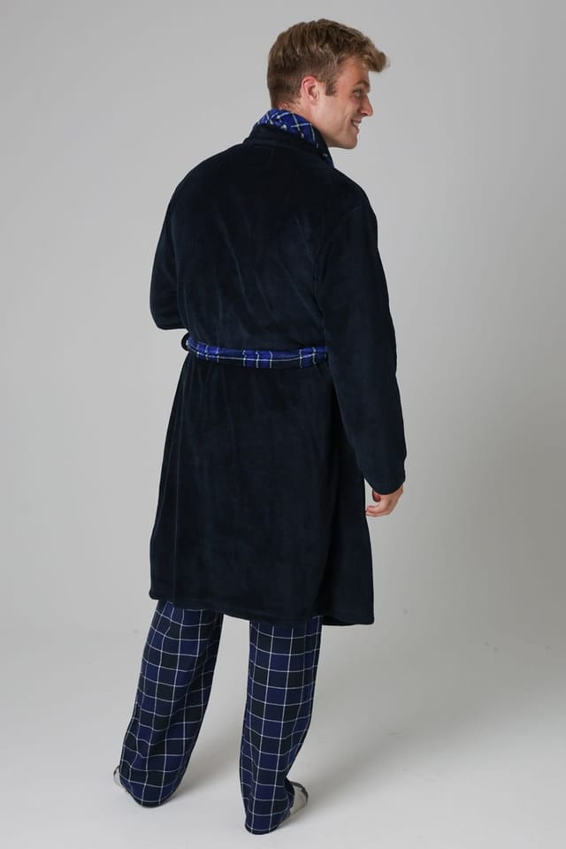 Tokyo Laundry Tokyo Laundry Men's Plush Dressing Gown in Dark Navy - 2