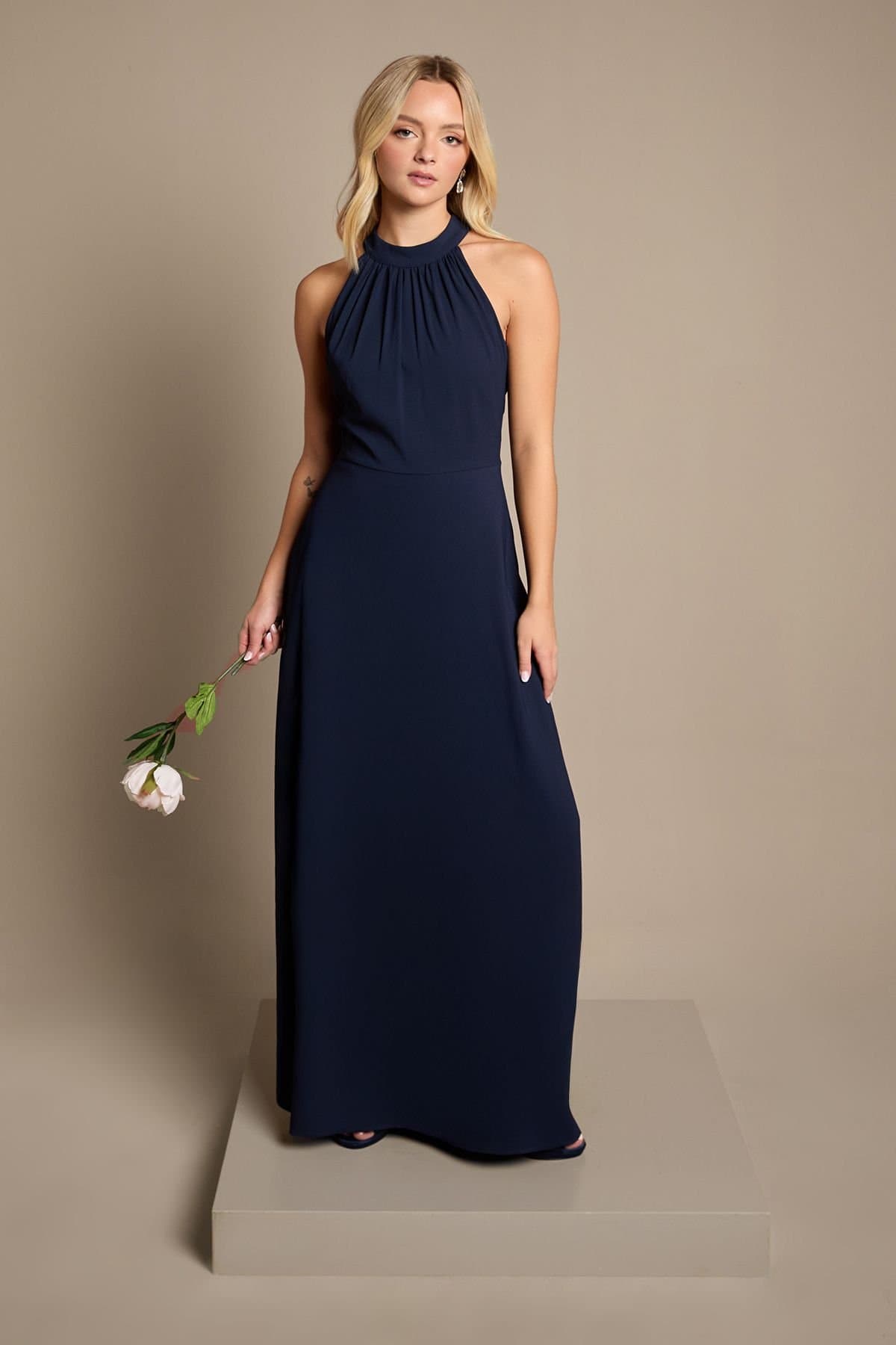 Coast Coast Women's Teen Halterneck Bridesmaid Dress in Navy
