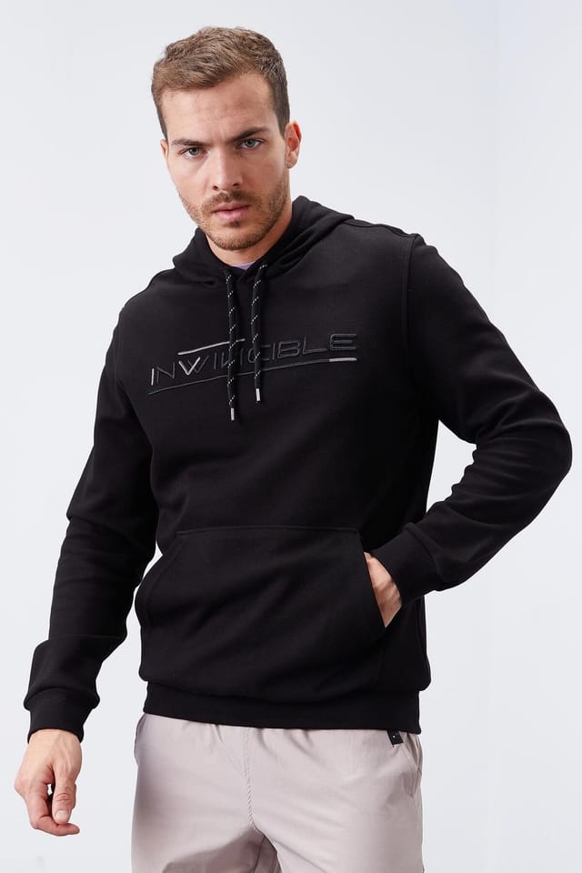 Tommy Life Tommy Life Men's Printed Hooded Sweatshirt With Pocket in Black - 3