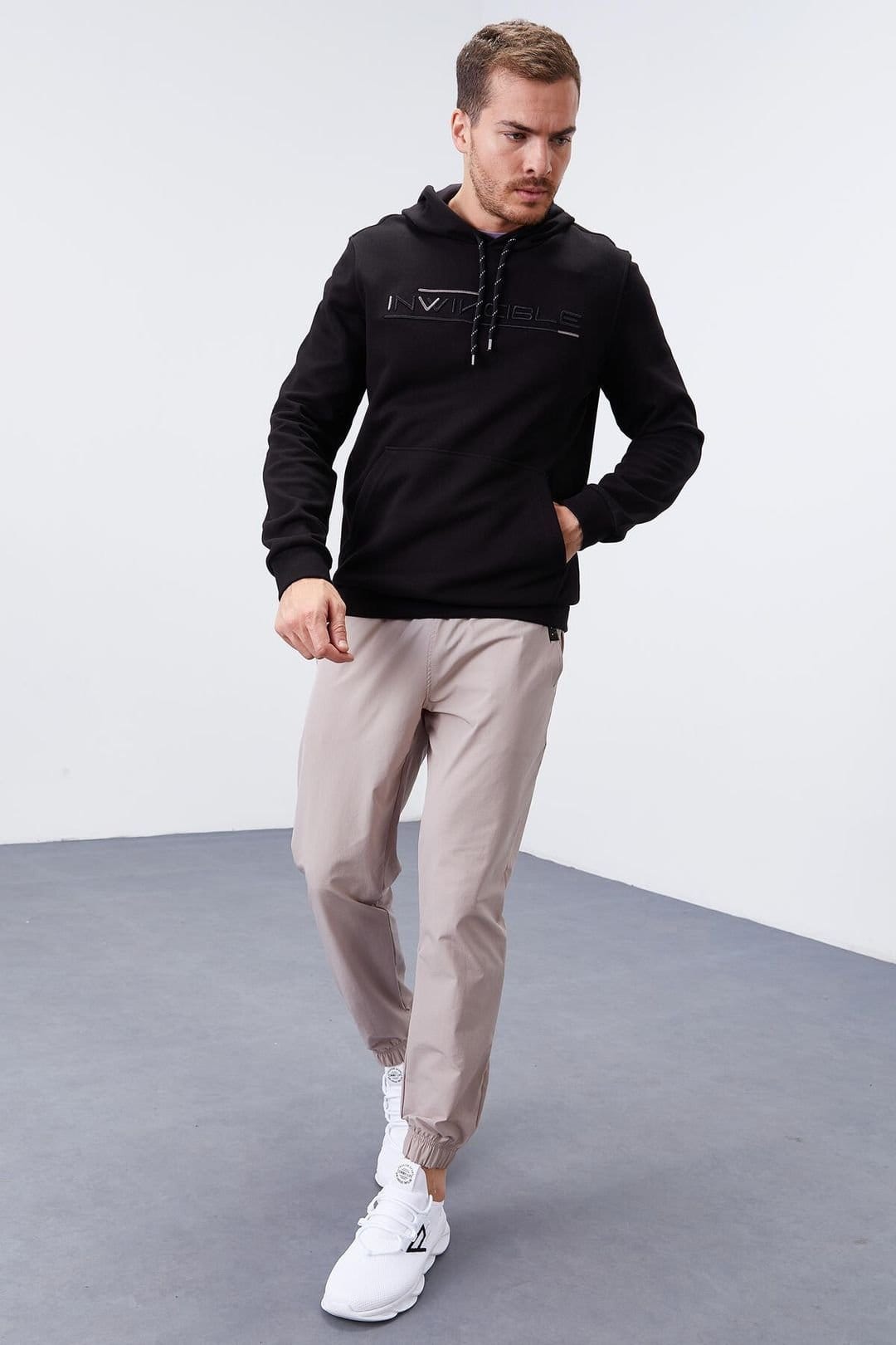 Tommy Life Tommy Life Men's Printed Hooded Sweatshirt With Pocket in Black - 4