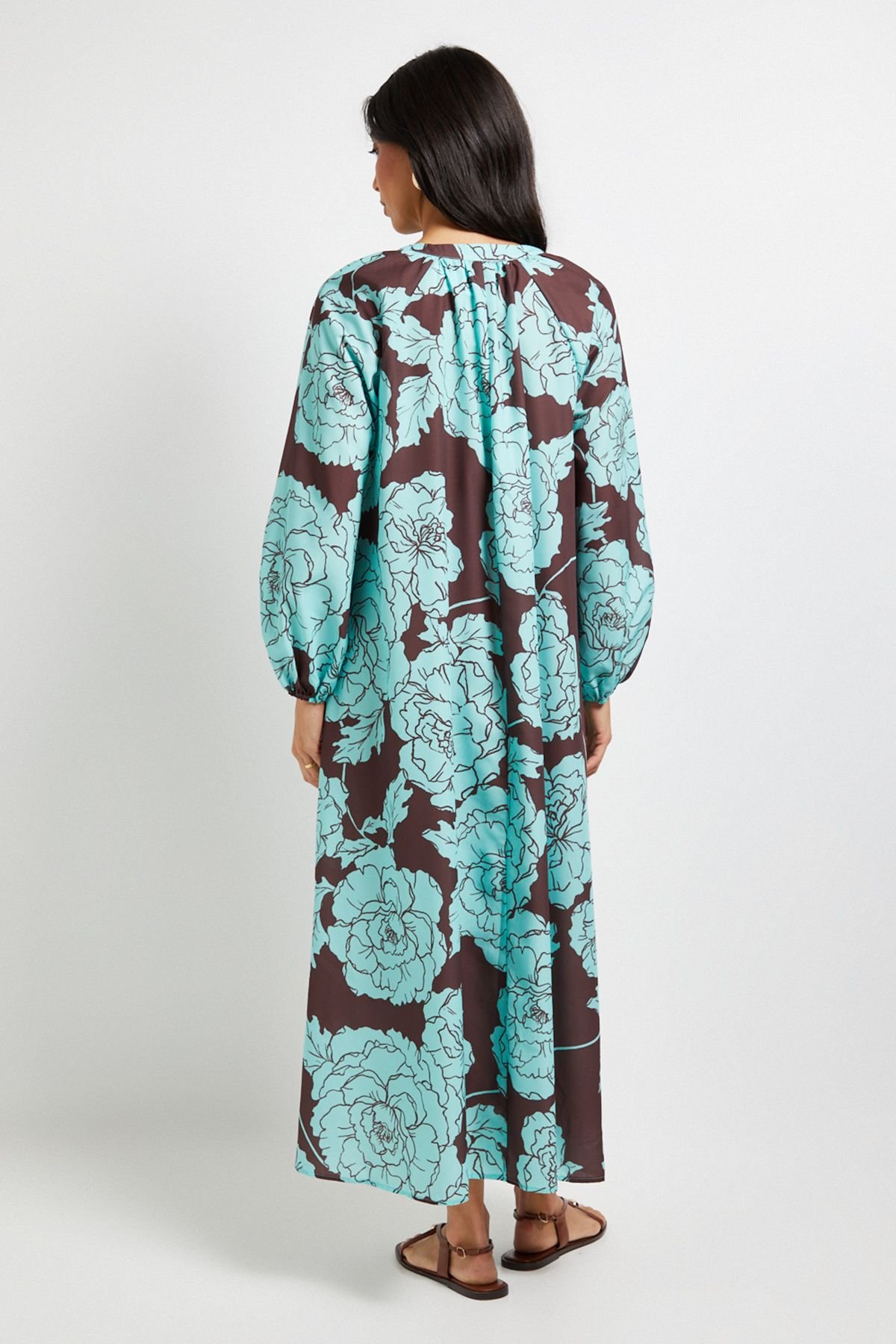 Wallis Wallis Women's Floral Collarless Midaxi Dress in Chocolate - 3