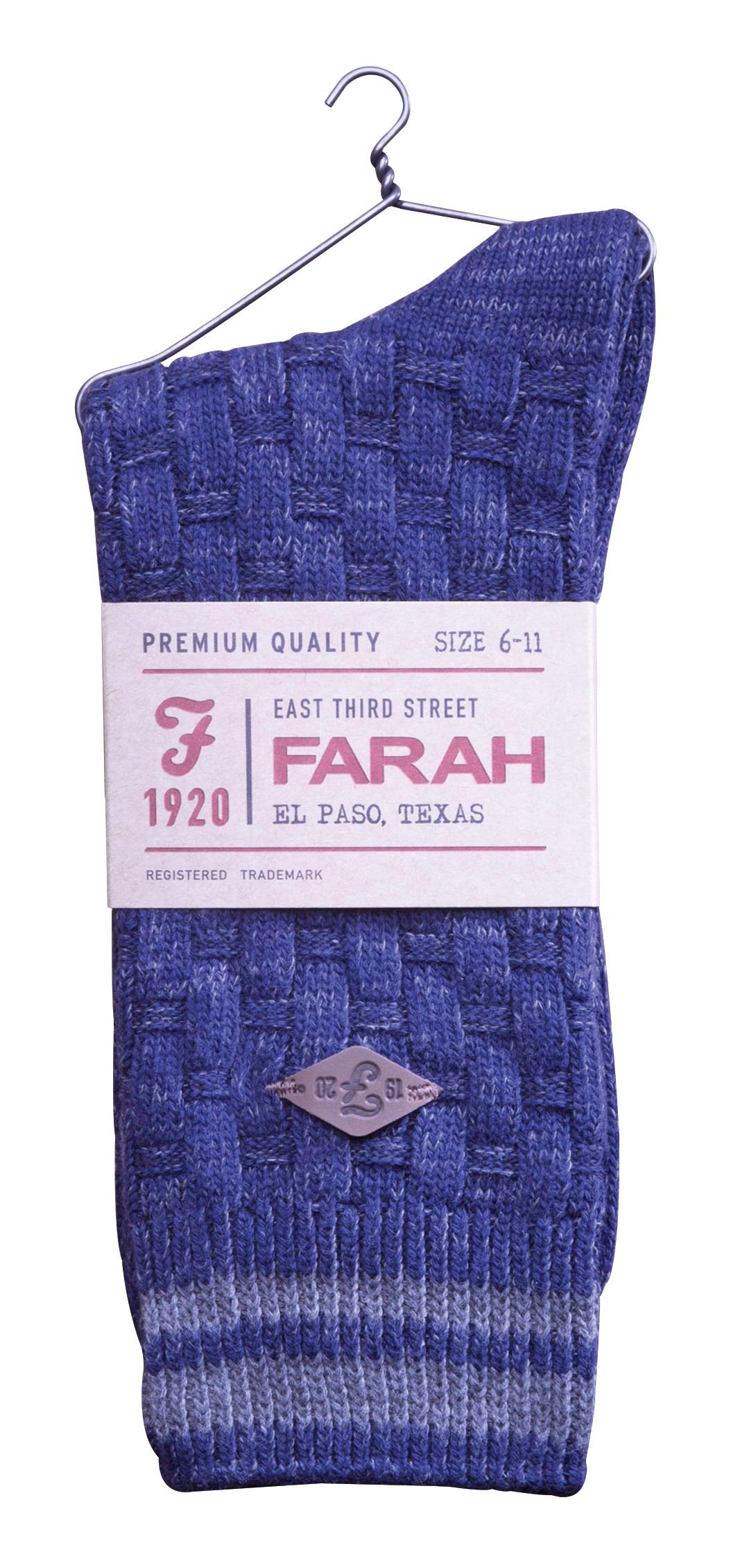 Farah FARAH Men's 2 Pack Thick Cotton Chunky Knitted formal Boot Socks in Blue - 2