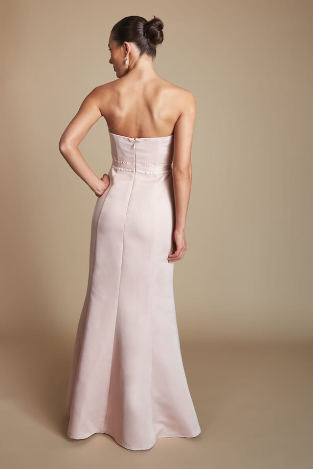 Coast Coast Women's Structured Satin Gem Detail Bandeau Bridesmaid Dress in Blush - 3