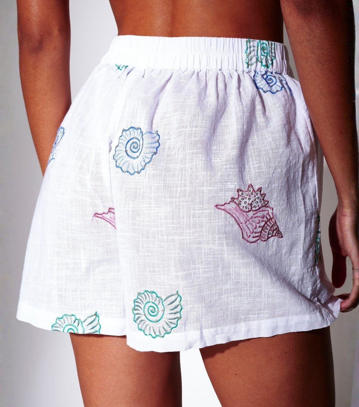 South Beach Women's Multicoloured Cotton Embroidered Shell Beach Shorts South Beach New Look - 4