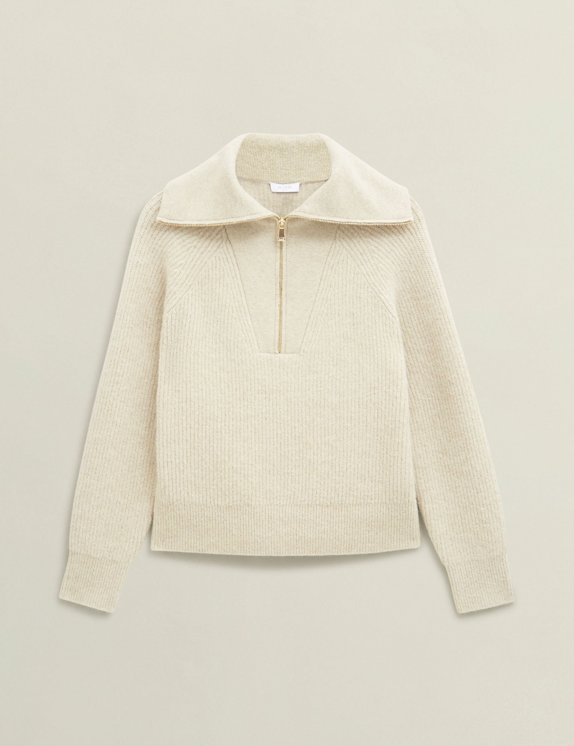 Hobbs London Hobbs London Women's Sandy Zip Up Jumper in Cream - 2