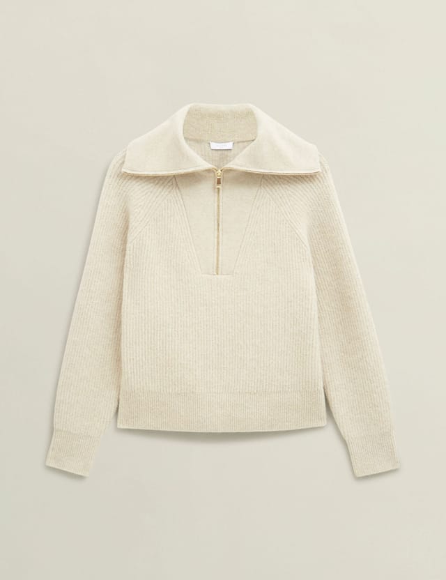 Hobbs London Hobbs London Women's Sandy Zip Up Jumper in Cream - 2
