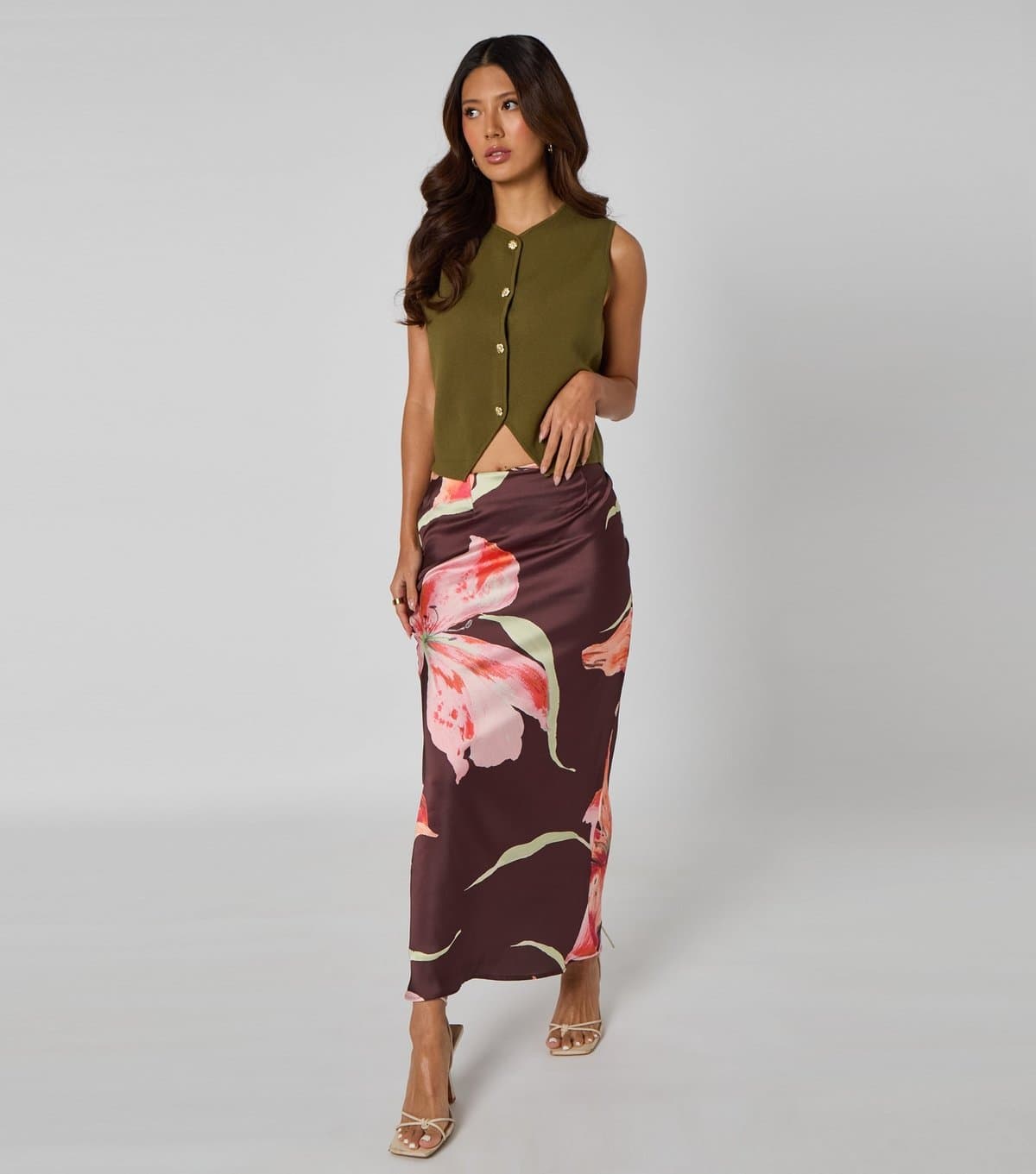 Urban Bliss Women's Brown Floral Midi Skirt Urban Bliss New Look