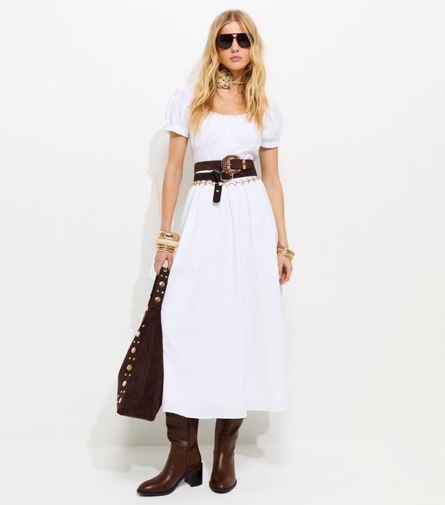 New Look Women's White Lace Trim Milkmaid Midi Dress New Look - 2