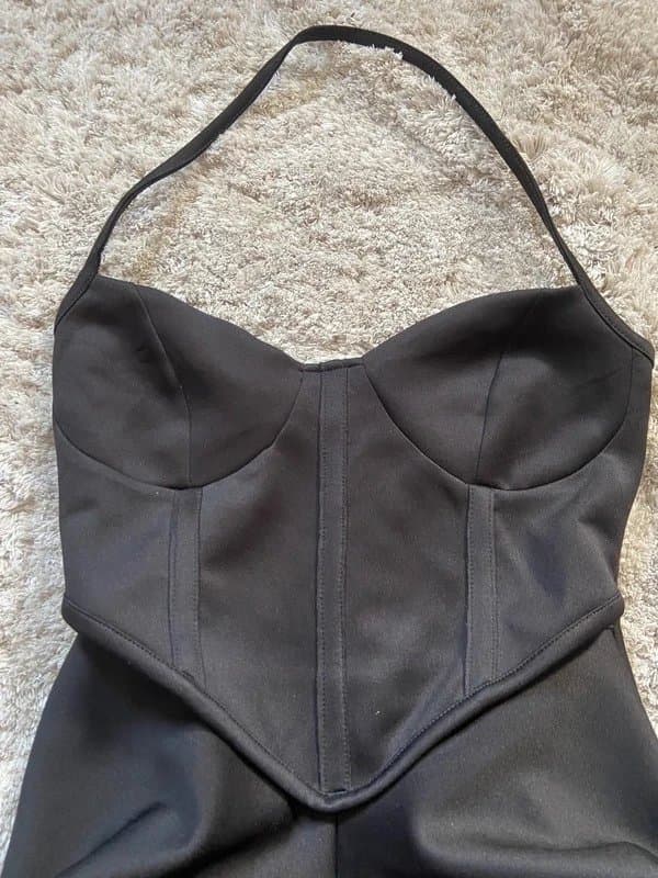 ASOS Design ASOS Design Petite Black Corset Halter Mini Dress - Size 10