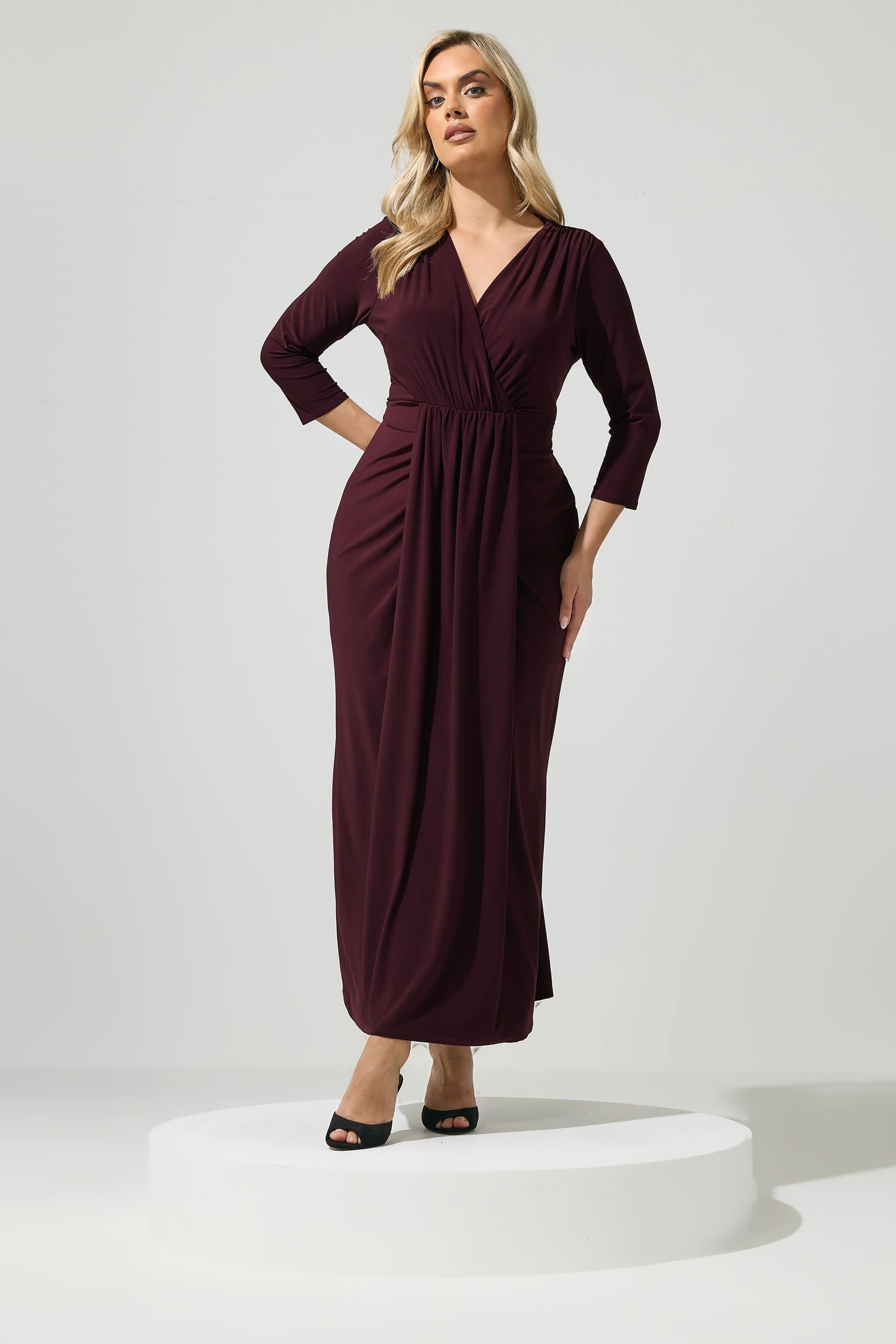 Yours London Plus Size Purple Maxi Drape Dress