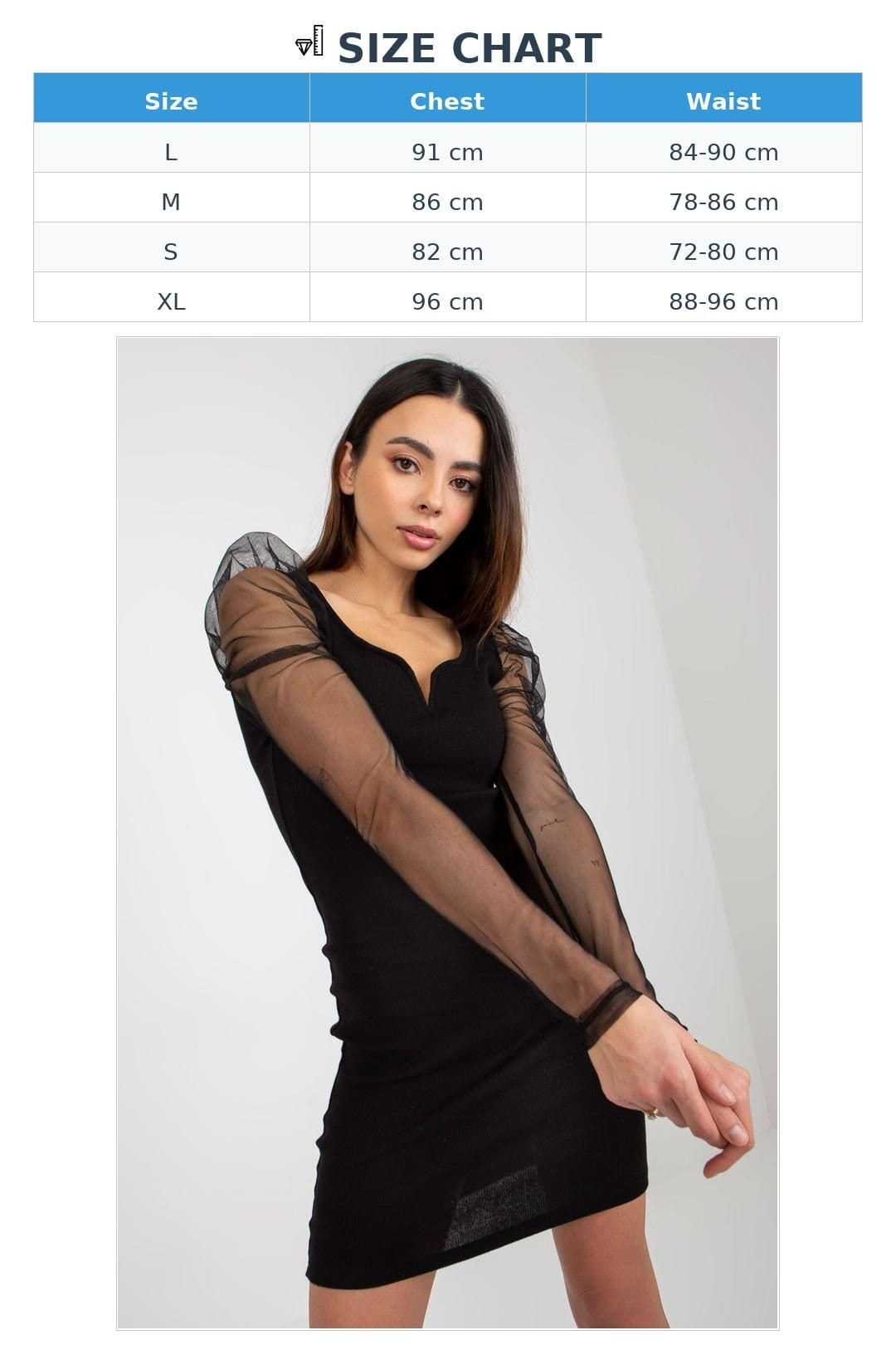 Love Lace Love Lace Women's Ribbed Pencil Cut Evening Dress With Sheer Sleeves in Black - 4