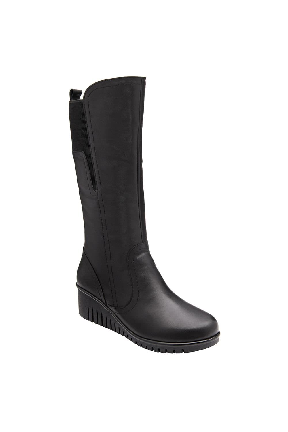 Lotus Lotus Women's 'Fitzgerald' Leather Wedge Mid-Calf Boots in Black