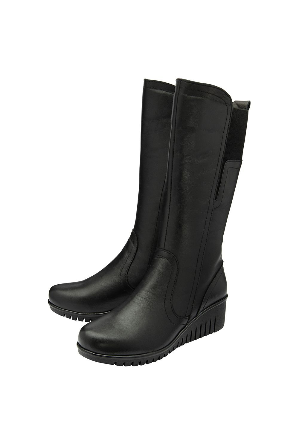 Lotus Lotus Women's 'Fitzgerald' Leather Wedge Mid-Calf Boots in Black - 2