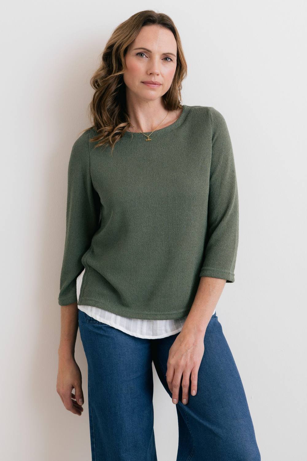Lily & Me Lily & Me Women's Olive Shirt Jumper in Green - 2
