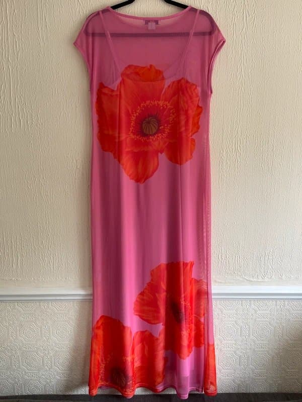Never Fully Dressed Never fully dressed Pink Poppy Sleeveless Mesh dress size UK 14
