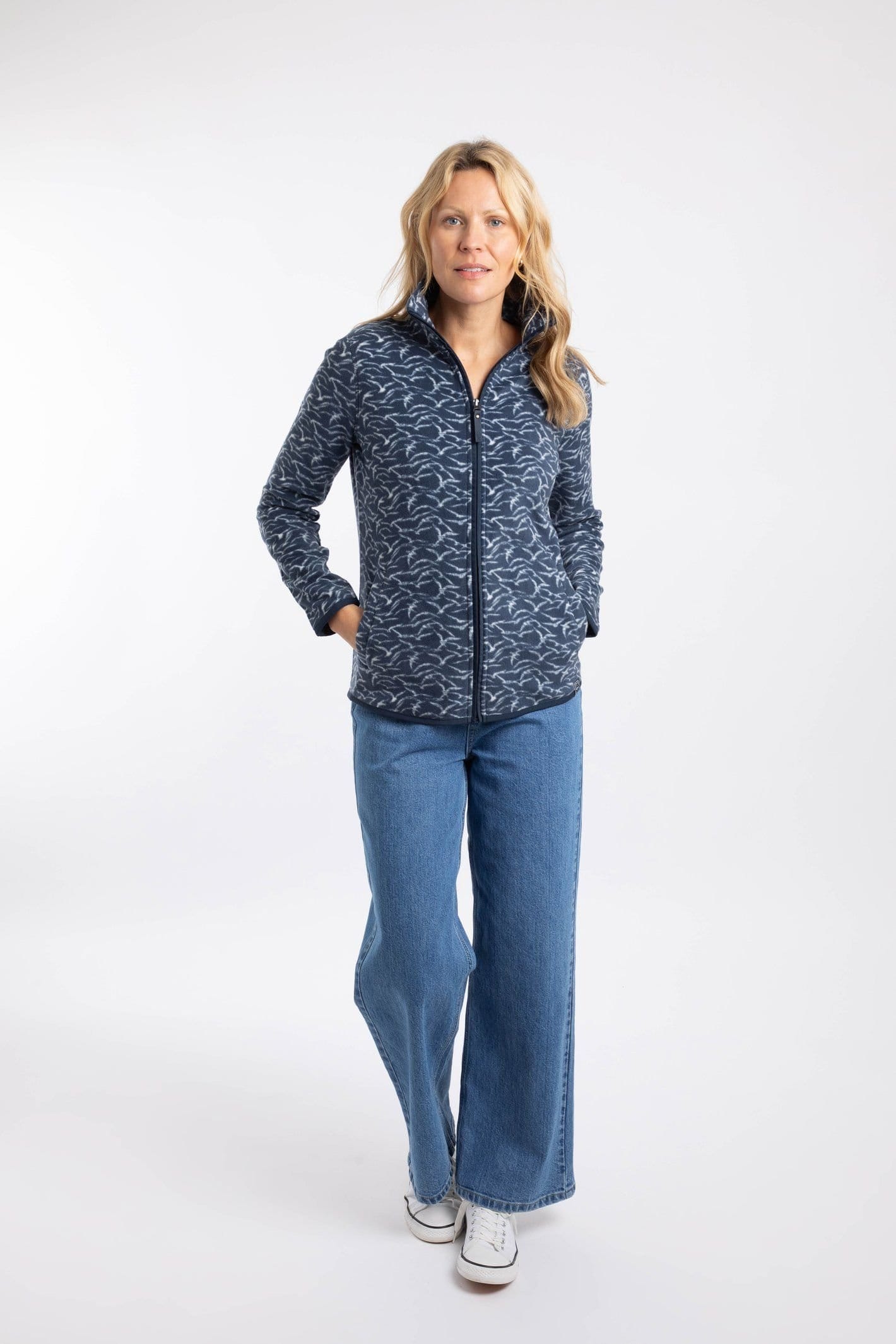 Weird Fish Weird Fish Women's Roch Full Zip Printed Microfleece in Blue - 4