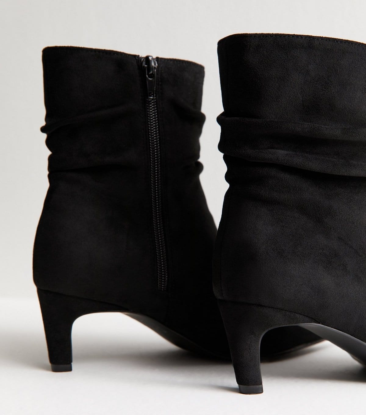 New Look Women's Black Faux Suede Ruched Pointed Toe Ankle Boots New Look - 4