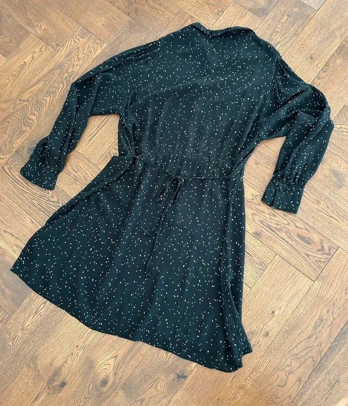 New Look [Casual/Office] Spotted Half-Button Shirt Dress Black New Look Size 18
