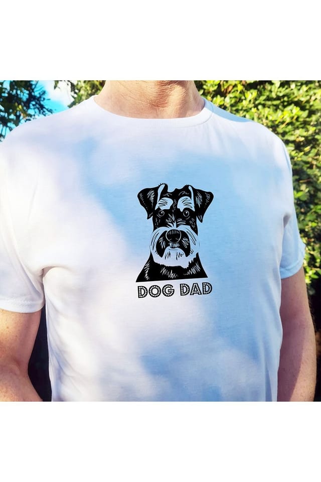 Afewhometruths Afewhometruths Men's Schnauzer Dog Dad T-Shirt in White - 2