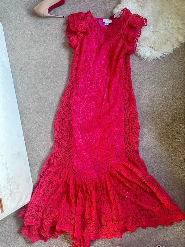 Never Fully Dressed Never fully dressed Lace Red Frida midi dress  12 M