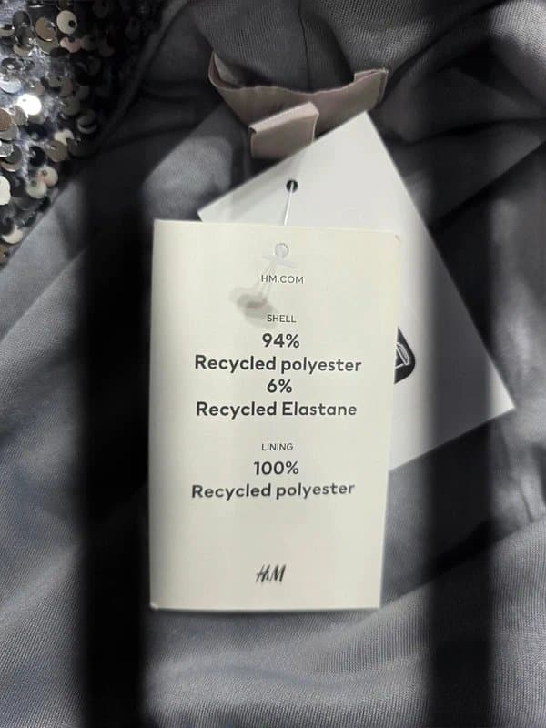 H&M Silver sequin Bodycon dress | size M | Long sleeve party Dress
