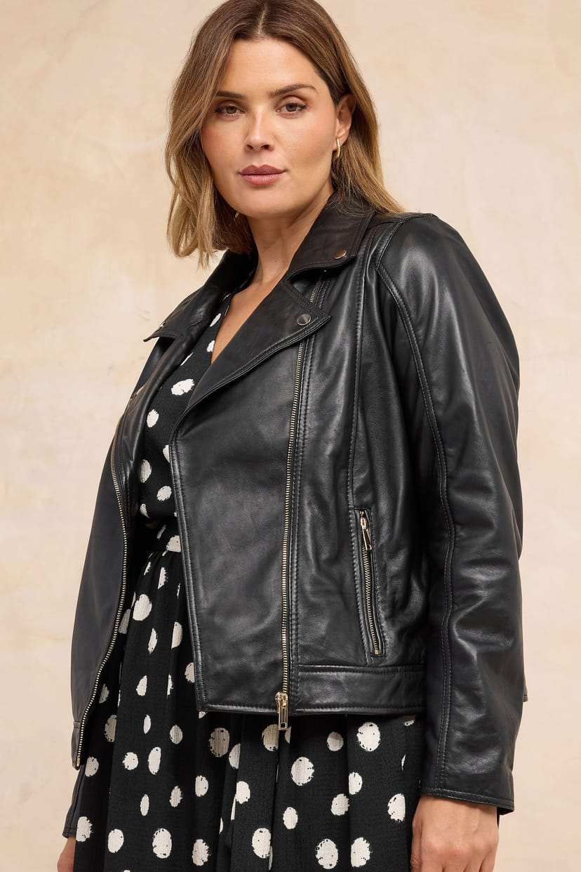 Evans Evans Women's Premium Leather Biker Jacket in Black - 1