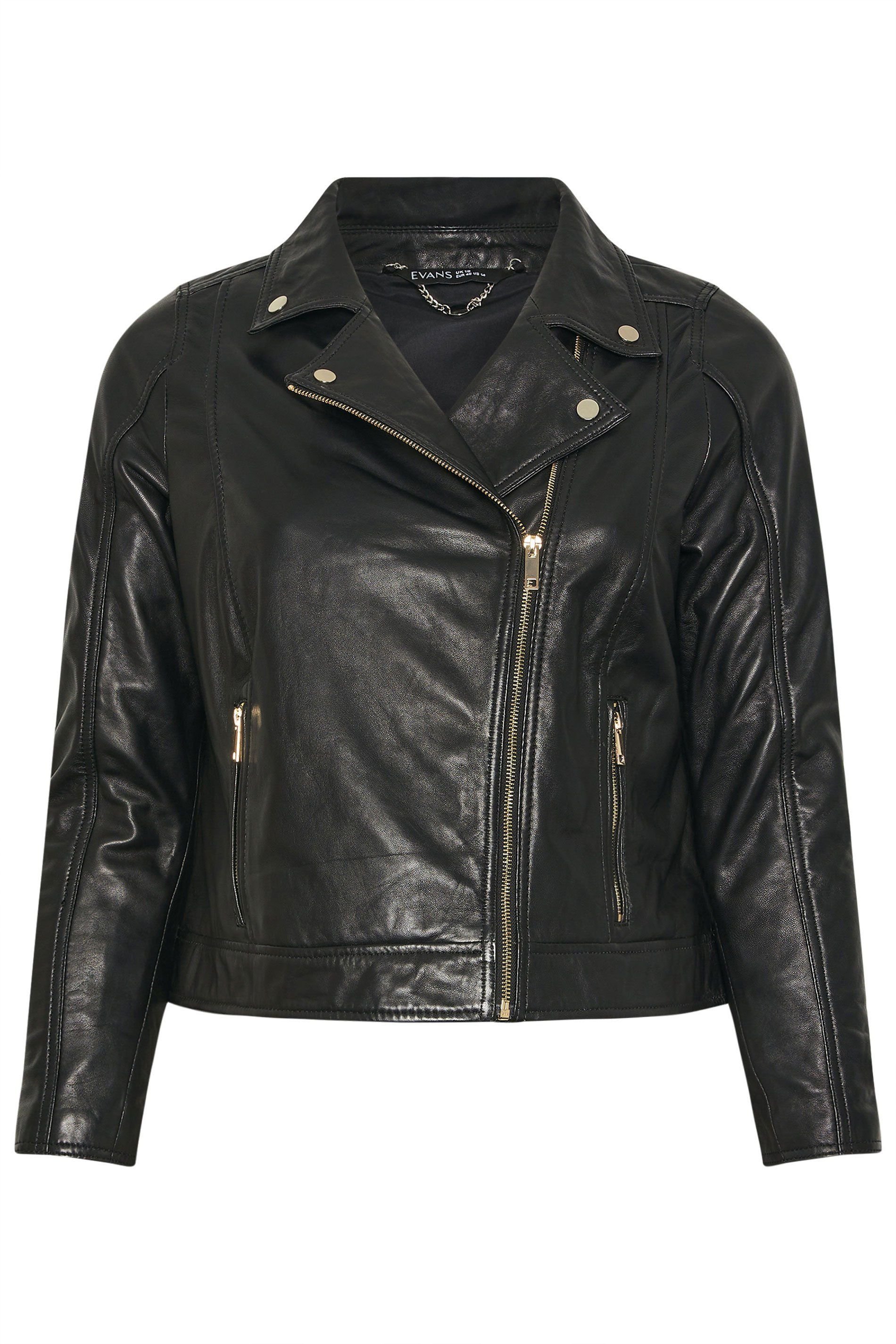 Evans Evans Women's Premium Leather Biker Jacket in Black - 2