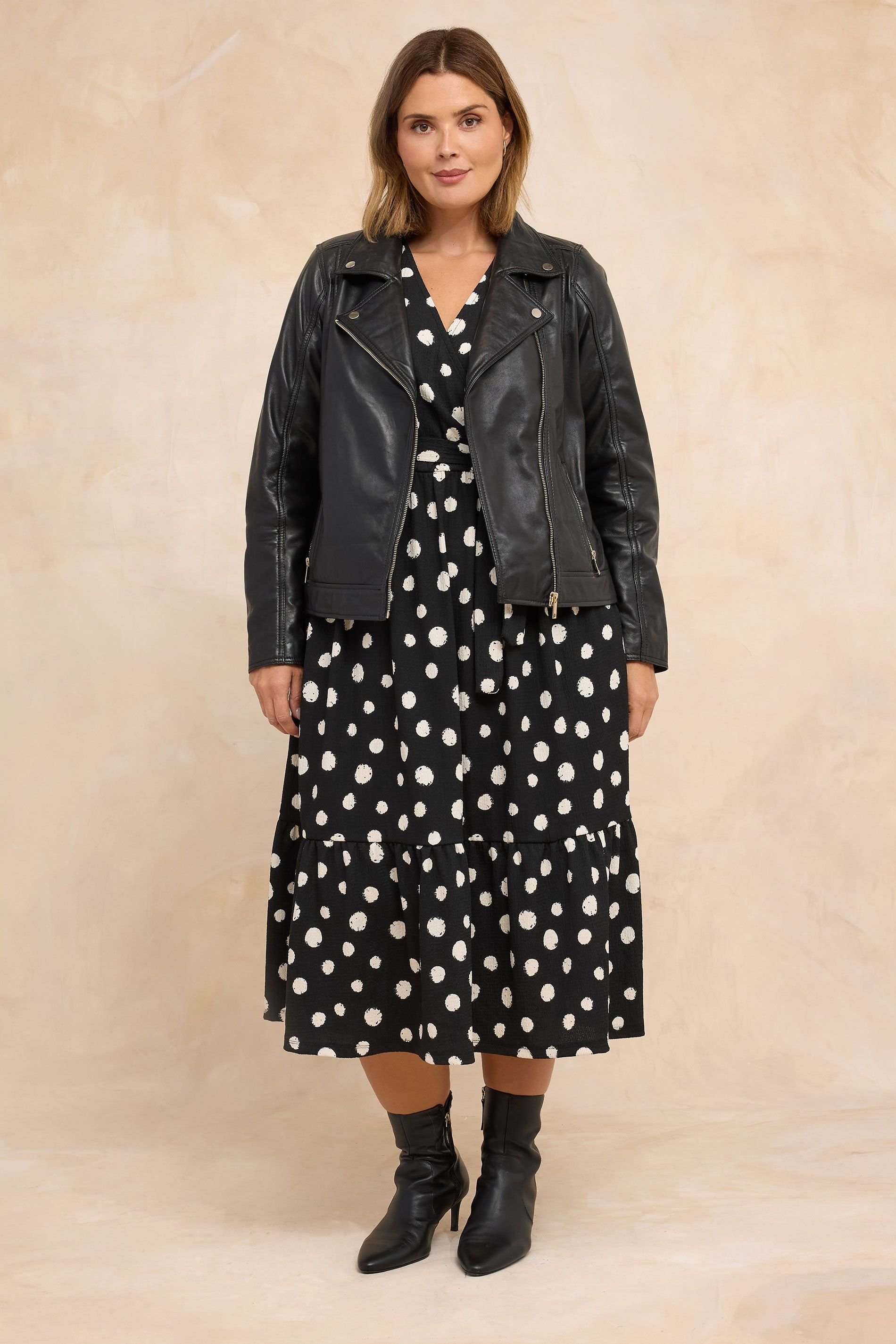 Evans Evans Women's Premium Leather Biker Jacket in Black - 3