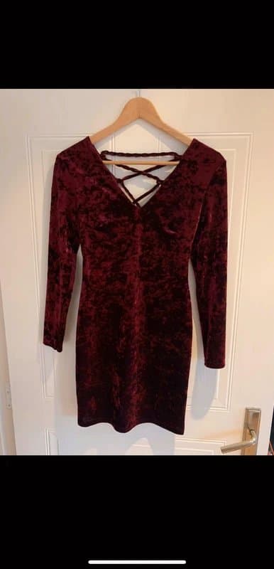 Topshop Red velvet crushed Topshop mini dress